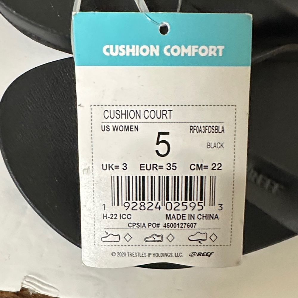 NWT Reef Women’s Black Sandals Size 5 - Picture 6 of 6